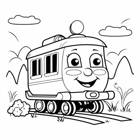 Cartoon train. Coloring book for children.