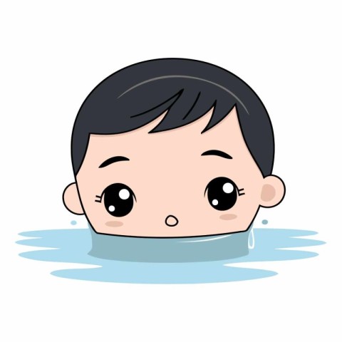 cute little boy face in water vector illustration design. eps10