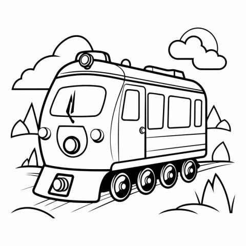 Train on the road. Coloring book for children.