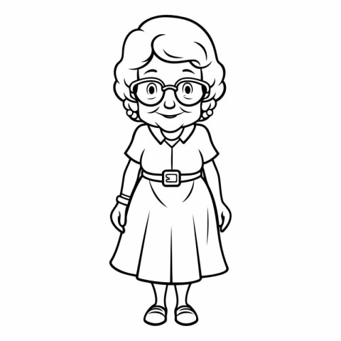 cute grandmother with glasses cartoon vector illustration graphi