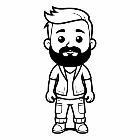 cartoon man with beard icon over white background. black and whi