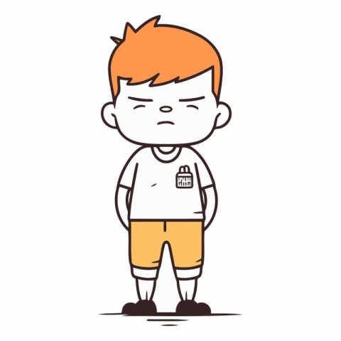 Sad boy cartoon character vector illustration. Sad little boy ca