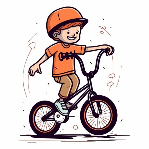 Boy riding a bicycle of a boy on a bicycle.