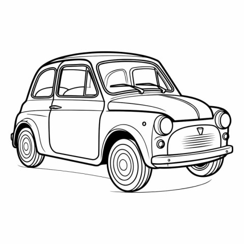 Retro car isolated on white background. Hand drawn vector illust