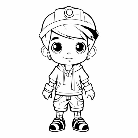 Cute Little Boy Cartoon Mascot Character Vector Illustration.