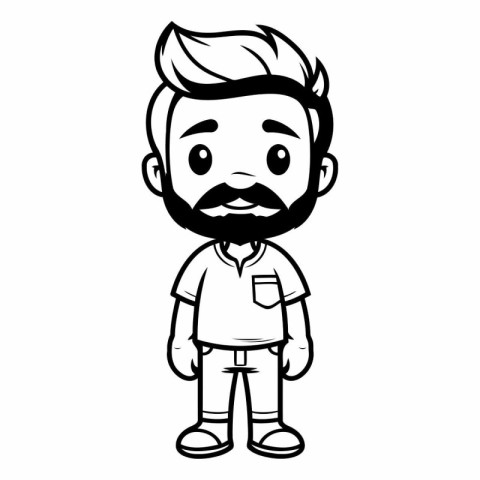 Hipster Man Cartoon Mascot Character Vector Illustration Design