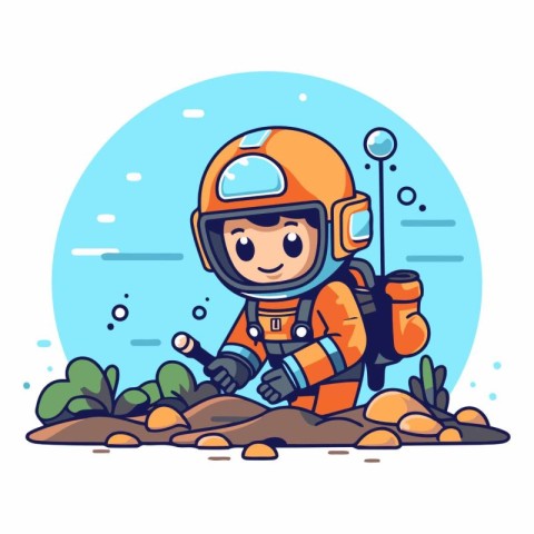 Astronaut in spacesuit. Cute cartoon vector illustration.