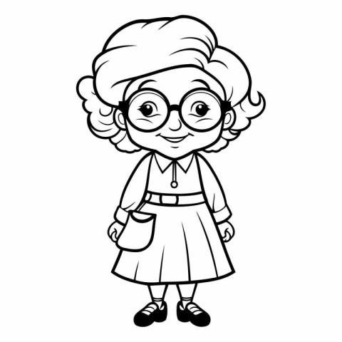 Coloring book for children - Grandmother in glasses and a skirt