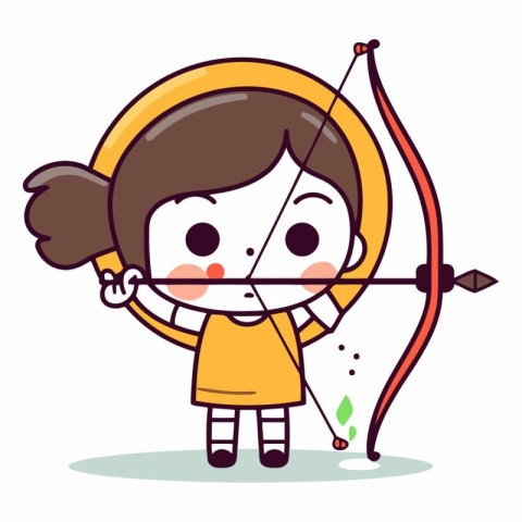 Cupid girl with bow and arrow cartoon vector illustration. Cupid