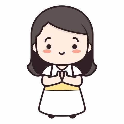 Illustration of a little girl praying on a white background - Ve