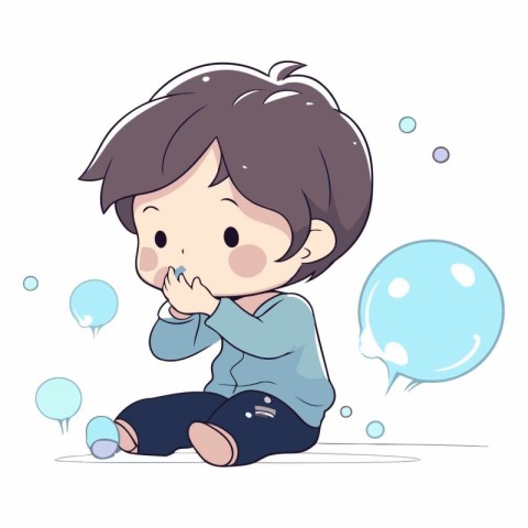 Illustration of a Kid Boy Crying with Speech Bubbles on White Ba