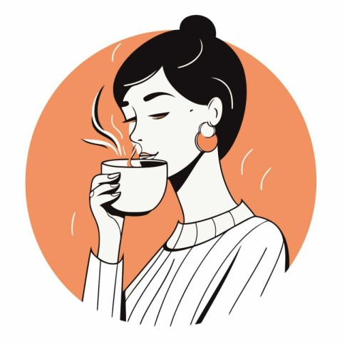 coffee. cup. drink. woman. girl. lady. face. person. design. ill