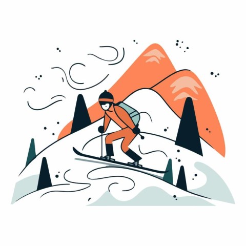 Snowboarder in the mountains in flat style.