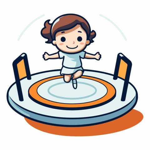 Cute little girl jumping on a trampoline.