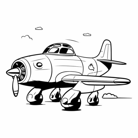 Vector illustration of an old airplane on a white background. Si