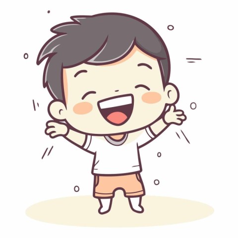 Cute happy boy cartoon vector illustration. Cute little boy char