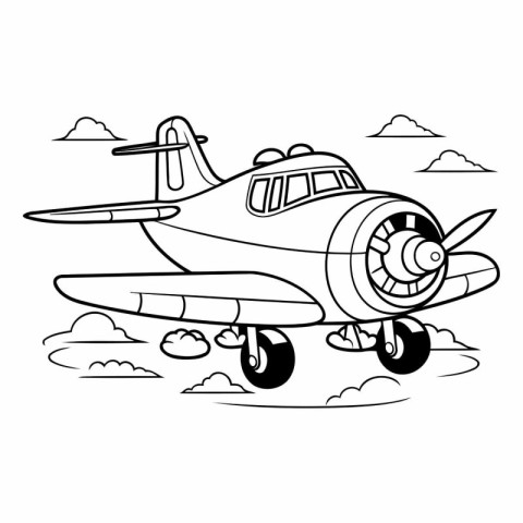 Airplane in the sky. Coloring book for children.