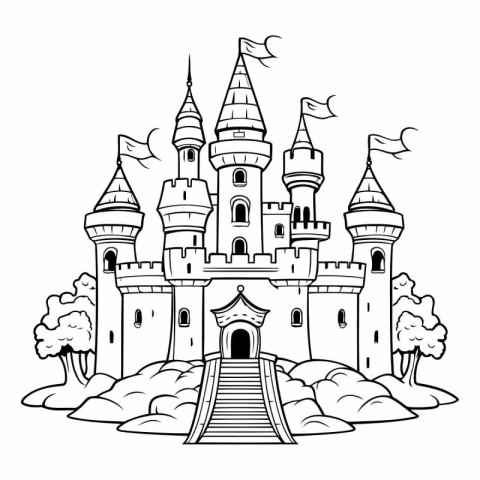 Castle design. Fairytale history medieval fantasy kingdom fairyt