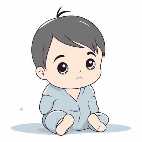 Cute little boy cartoon vector illustration. Baby boy vector ill