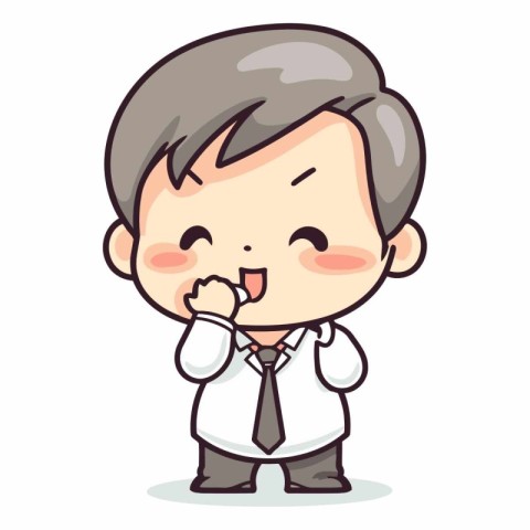Businessman thinking - Cute cartoon character vector design.
