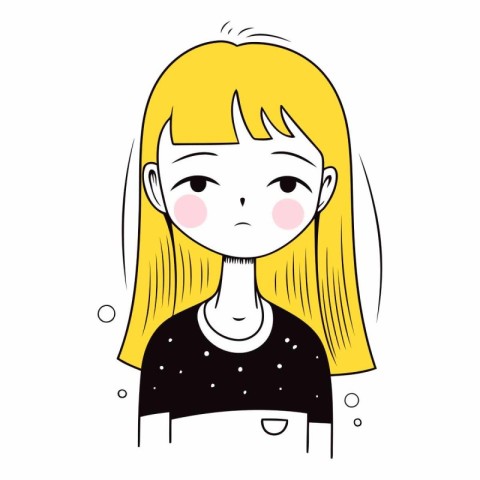 Girl with yellow hair and black t-shirt.