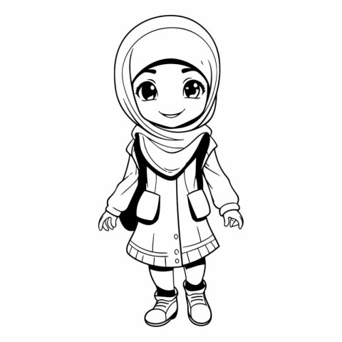 cute arabic girl wearing hijab cartoon vector illustration graph