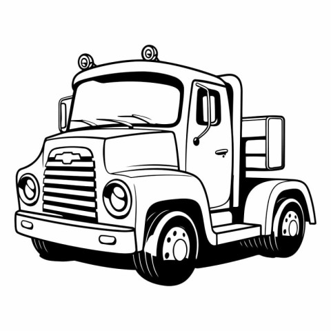 Vector illustration of a vintage truck on a white background. De