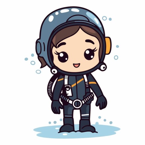 Cute astronaut girl in spacesuit vector illustration. Cartoon ch