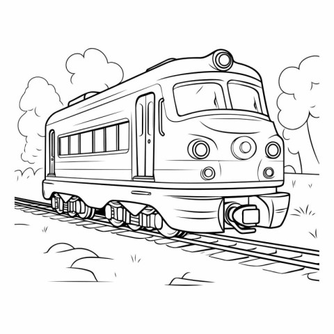 Train on the rails. Coloring book for children