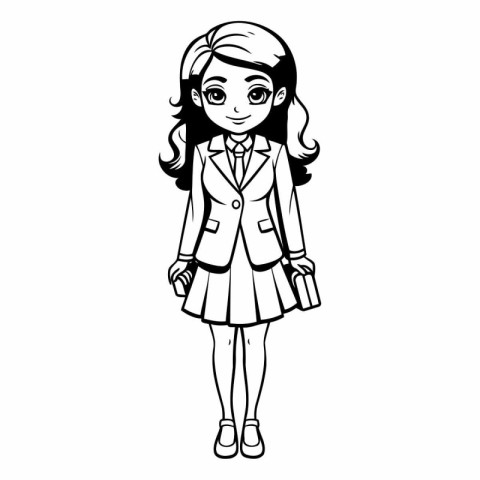 Cute schoolgirl cartoon vector illustration graphic design vecto