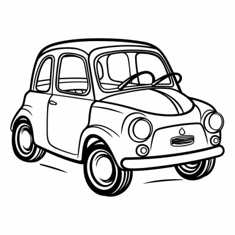 Retro car. Hand drawn vector illustration isolated on white back