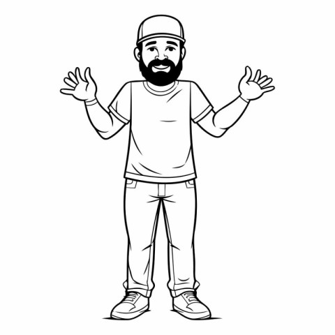 hipster man with beard and cap cartoon vector illustration graph