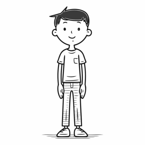 Young man cartoon character in casual clothes on white backgroun