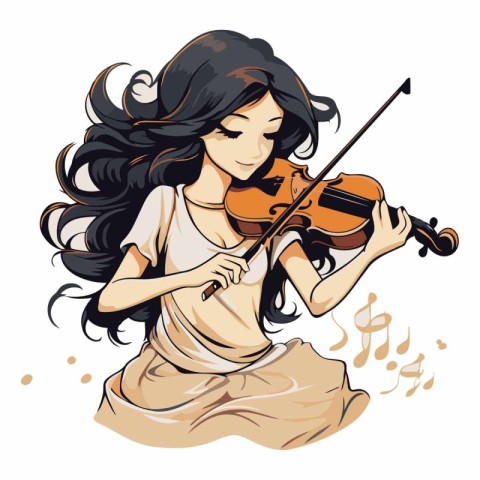 Beautiful girl playing the violin on a white background