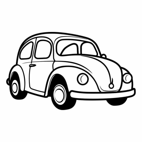 Retro car isolated on white background. Hand drawn vector illust