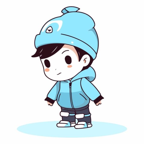 Boy in winter clothes. Cute cartoon character.