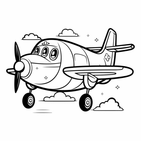 Vector illustration of a cartoon plane. Coloring book for childr