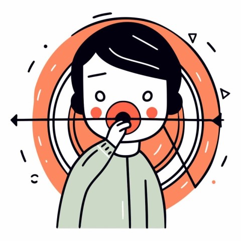 Vector illustration of a man who is looking at the target. Flat