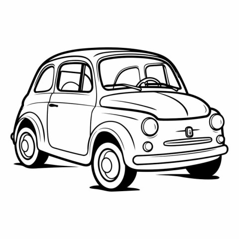 Retro car on a white background in a flat style.