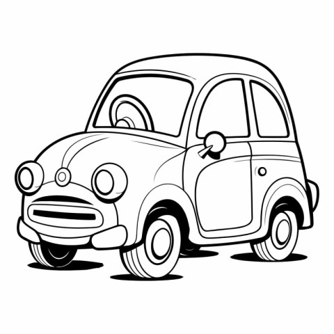 Illustration of a Retro Car on White Background - Coloring Book