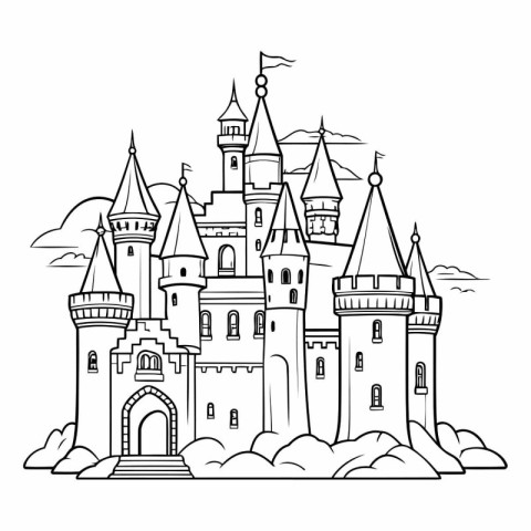 Fairytale castle icon. Outline illustration of fairy castle icon