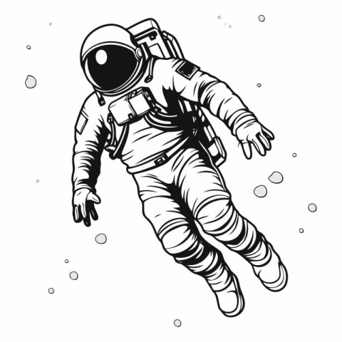 Astronaut in space on a white background.