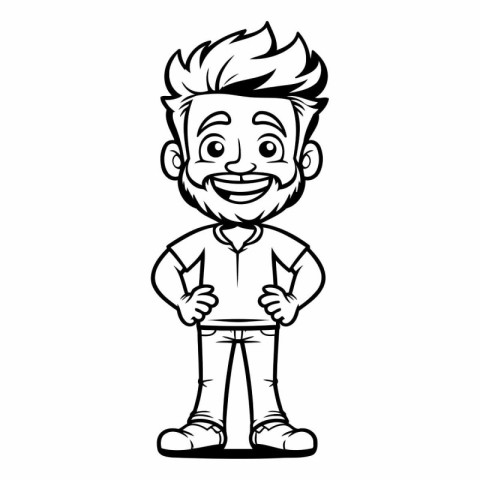 Funny cartoon man. Black and white version.