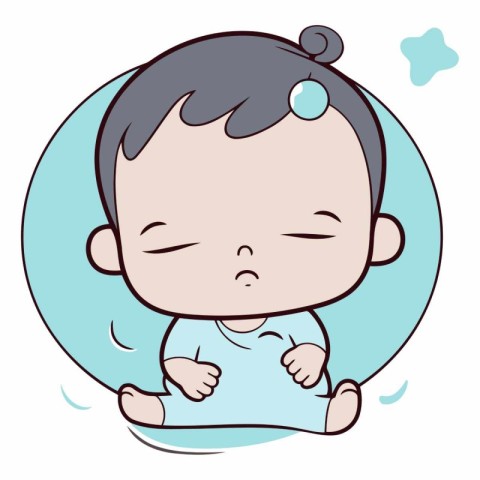 Illustration of a Cute Baby Boy Wearing a T-shirt