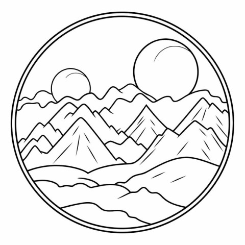 Mountain landscape icon. Outline illustration of mountain landsc