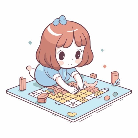 Girl playing checkers of a girl playing checkers.