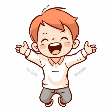 Happy boy cartoon vector illustration. Isolated on a white backg