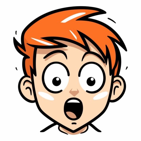 Surprised boy with red hair on white background