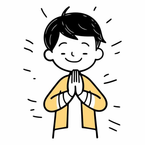 cute little boy praying cartoon vector illustration graphic desi