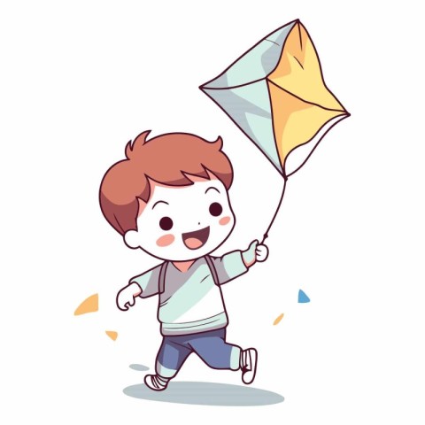 Cute little boy playing with a kite.